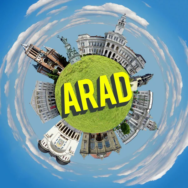 Arad Staden Rumänien Tiny Planet Sevärdheter Arkitektur — Stockfoto