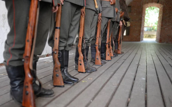 Första Världskriget Prussian Soldater Linje Bildandet — Stockfoto