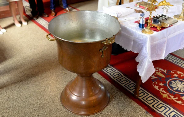 Orthodox Church Baptism Copper Thurible Close Detail — Stock Photo, Image