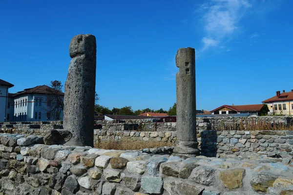 Şehir Roman Fort Drobeta Turnu Severin Sütun Mimari Detay Harabeleri — Stok fotoğraf