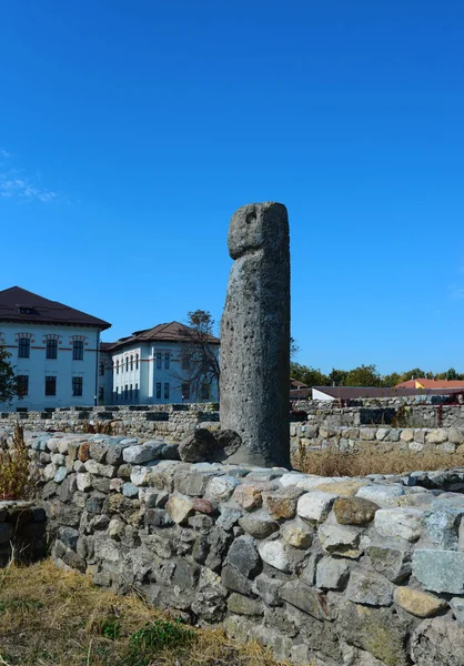 Şehir Roman Fort Drobeta Turnu Severin Sütun Mimari Detay Harabeleri — Stok fotoğraf