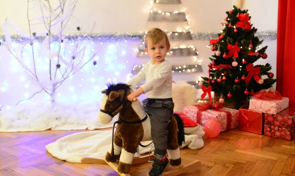 Tema Navidad Estudio Fondo Hermoso Niño —  Fotos de Stock