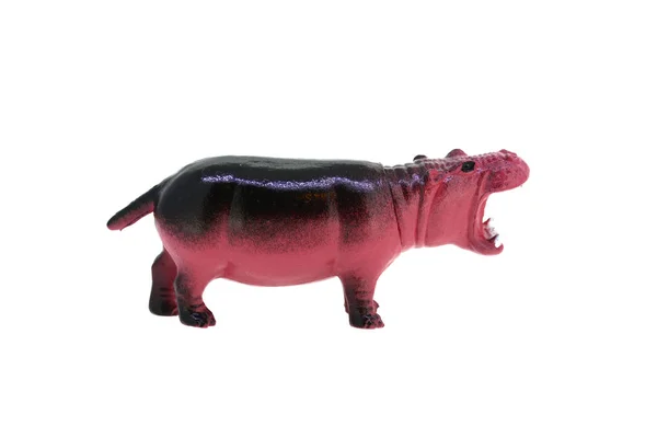 Brinquedo Plástico Hipopótamo Isolado Sobre Fundo Branco — Fotografia de Stock