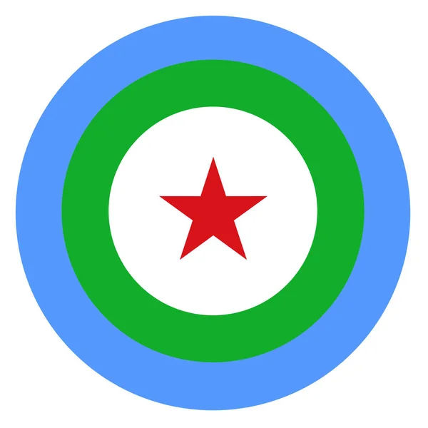 Vlajka Kotouček Země Džibutsko Založené Kulatý Symbol — Stock fotografie