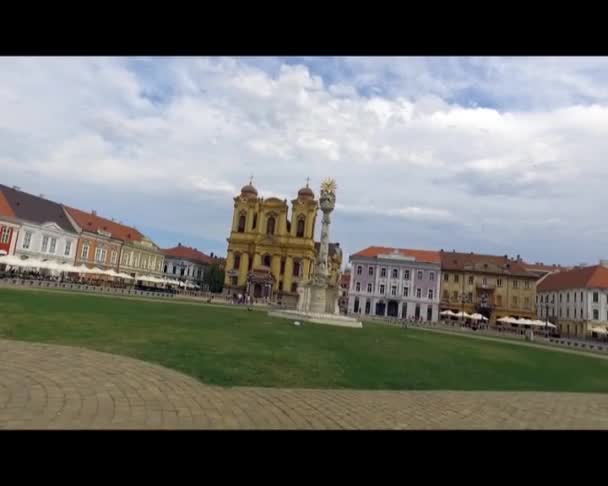 Unirii Square Timisoara Ciudad Rumania — Vídeo de stock