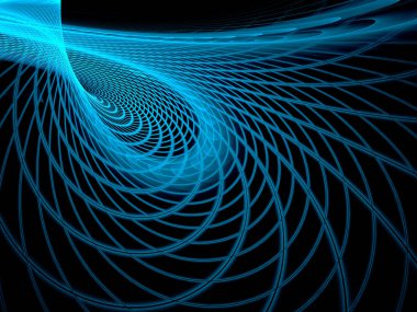 Parlayan kareler, çizgi ve şekil öğelerini uzay üç boyutlu kompozisyon. Bilim ve teknoloji kavramı. Fraktal geometri.