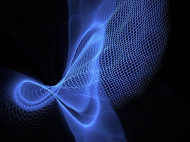 Parlayan kareler, çizgi ve şekil öğelerini uzay üç boyutlu kompozisyon. Bilim ve teknoloji kavramı. Fraktal geometri.