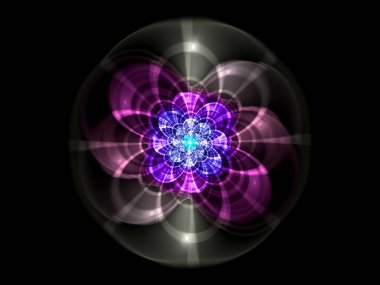 Soyut çiçek compute oluşturulan görüntü siyah arka plan üzerine