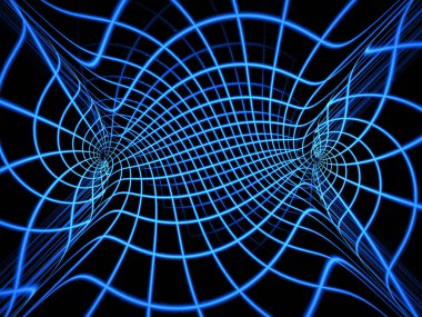 Parlayan kareler, çizgi ve şekil öğelerini uzay üç boyutlu kompozisyon. Bilim ve teknoloji kavramı. Fraktal geometri.