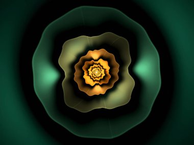 Soyut çiçek compute oluşturulan görüntü siyah arka plan üzerine