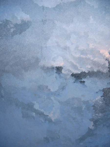 Dit Sneeuw Frosty Patroon Winter Venster — Stockfoto