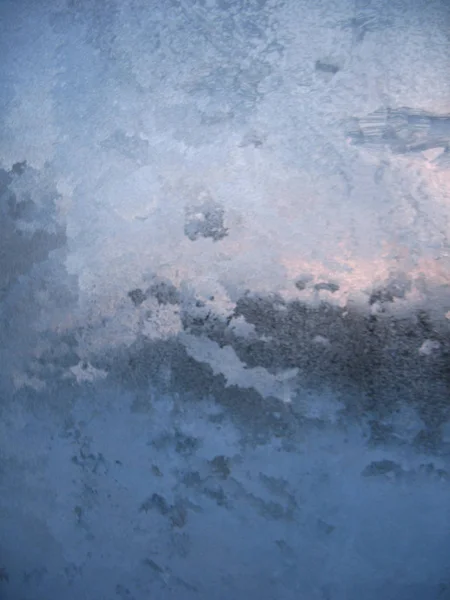 Este Patrón Nieve Helada Ventana Invierno — Foto de Stock