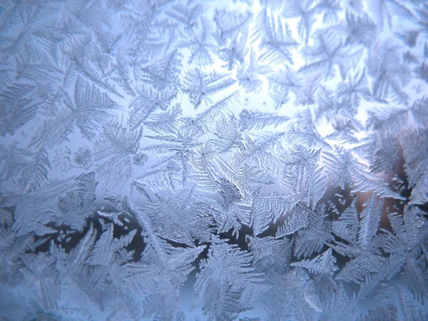 Dit Frosty Patroon Glas Winter Venster — Stockfoto