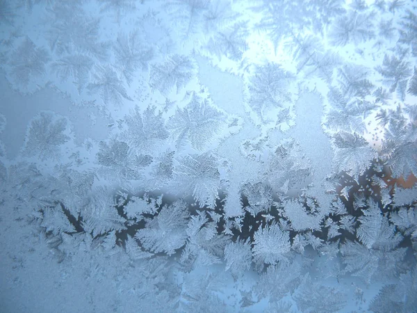 Das Ist Frostiges Muster Auf Glaswinterfenster — Stockfoto