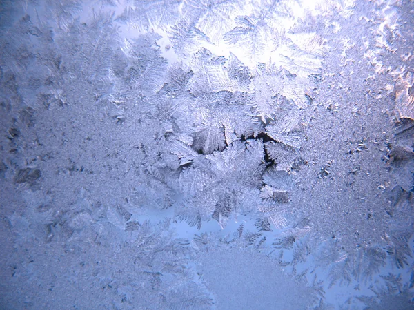 Questo Modello Gelido Sulla Finestra Vetro Inverno — Foto Stock