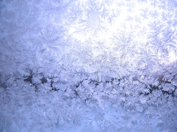 Snow Frosty Pattern Winter Window — Stock Photo, Image