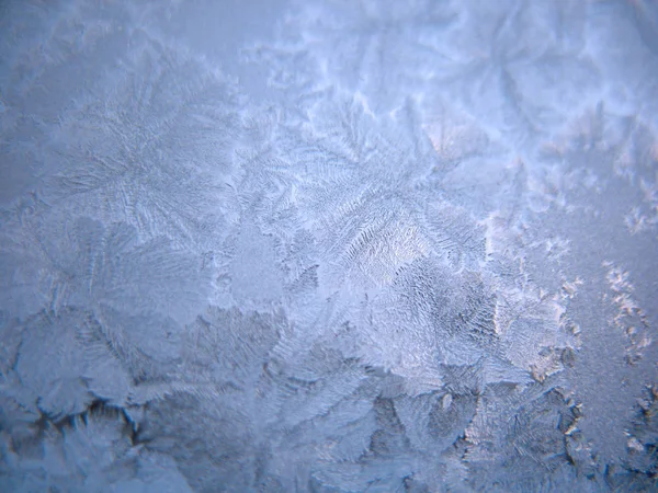 Est Motif Givré Sur Fenêtre Hiver Verre — Photo