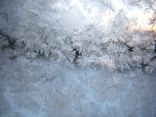 Este Padrão Gelado Janela Inverno Vidro — Fotografia de Stock