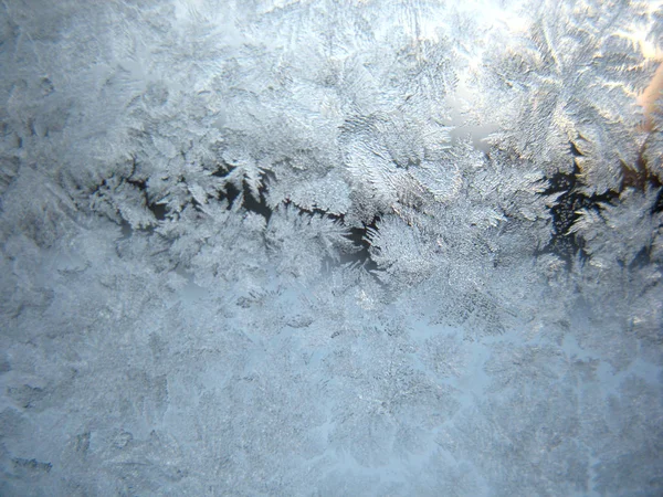 Detta Frostiga Mönster Vintern Glasfönster — Stockfoto