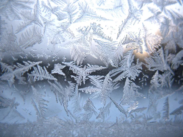 Este Patrón Escarchado Ventana Invierno Vidrio — Foto de Stock