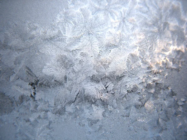 Ледяной Узор Стеклянном Зимнем Окне — стоковое фото
