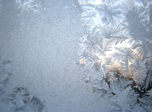 Este Padrão Gelado Janela Inverno Vidro — Fotografia de Stock