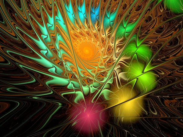 Soyut Çok Renkli Fraktal Desen Oluşturulan Bilgisayar Grafikleri — Stok fotoğraf