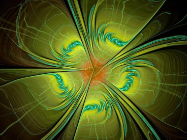 Soyut çiçek compute oluşturulan görüntü siyah arka plan üzerine