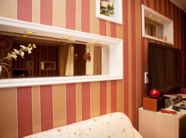 otel odası, sıcak tonları