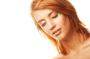 parlak Sima kadınla Redhaired