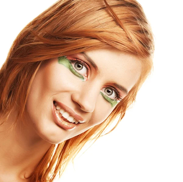 Beyaz arka plan redhaired kadın