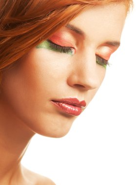 parlak makyaj kadınla Redhaired