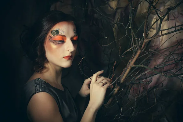 明るく創造的な肖像画 redhair 女性をクローズ アップ — ストック写真