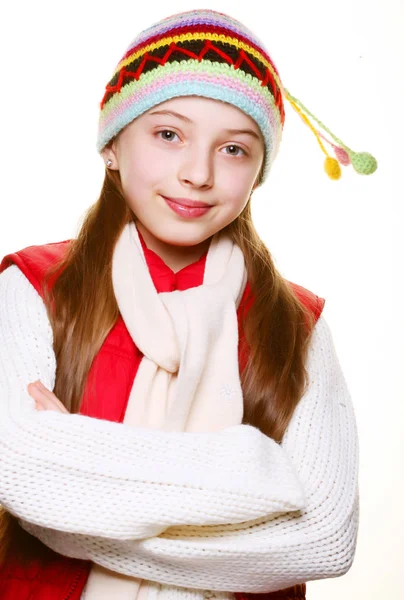 Little girl with clothes for the winter — Stock Photo, Image
