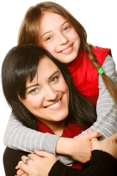 Familia feliz sobre fondo blanco — Foto de Stock