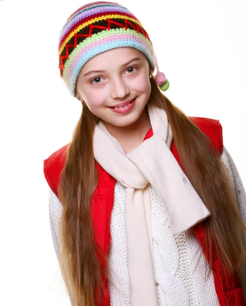 Meisje met kleding voor de winter — Stockfoto