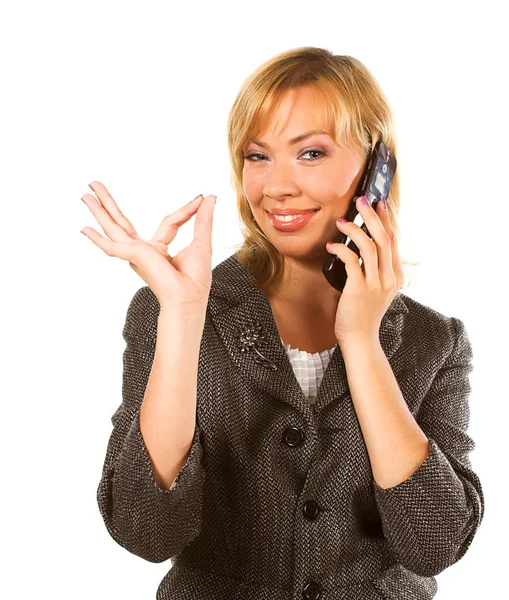 Affärskvinna samtal på mobilen — Stockfoto