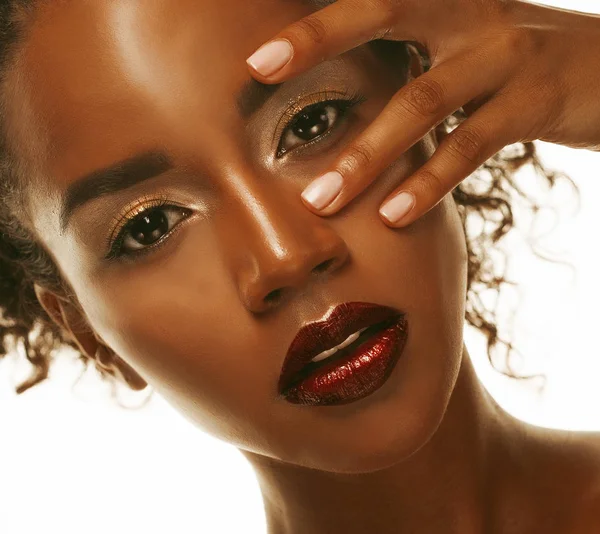 Atraente Africano americano mulher closeup retrato — Fotografia de Stock