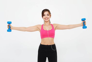 Yaşam tarzı, spor ve insan konsepti: Genç kız sporcu, Fitnes