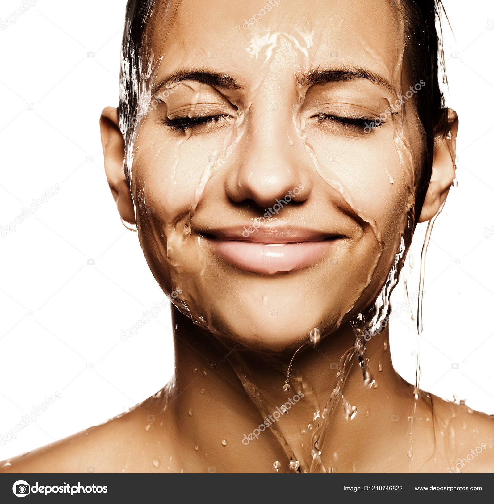 Woman face with water drop ⬇ Stock Photo, Image by © kanareva 218746822