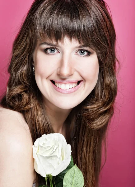 Woman with rose — Stock Photo, Image