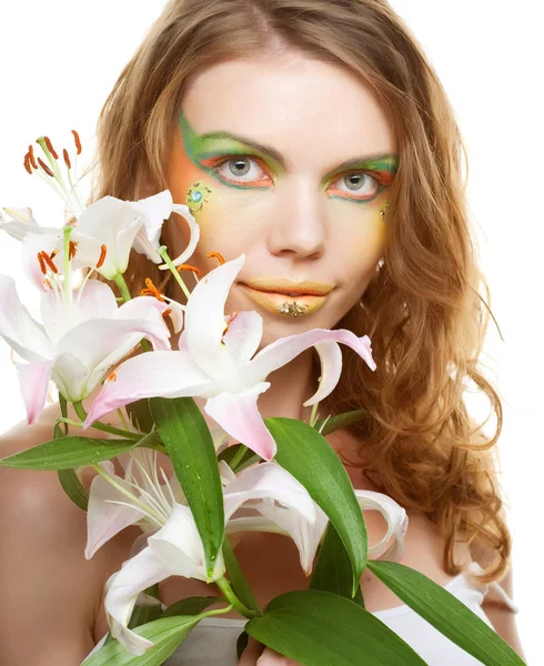 Beautiful woman with lily — Stock Photo, Image