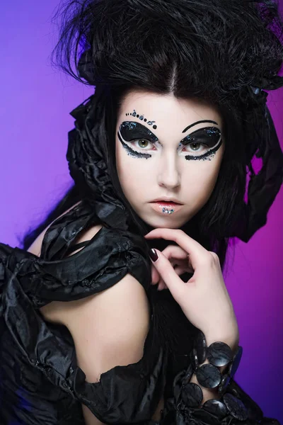 Reina de halloween con maquillaje gótico —  Fotos de Stock