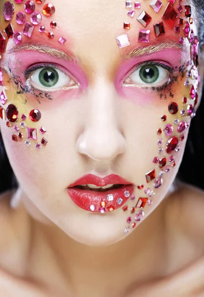 Detailní portrét ženy s umělecký make-up — Stock fotografie