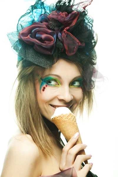 Doll with ice-cream — Stock Photo, Image