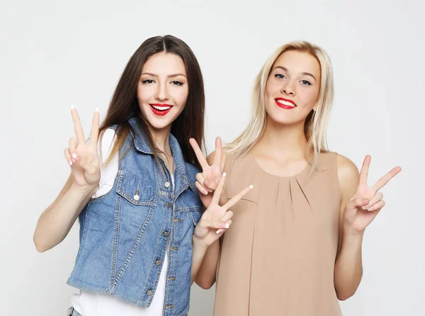 Lifestyle- und Personenkonzept: Zwei junge Freundinnen — Stockfoto