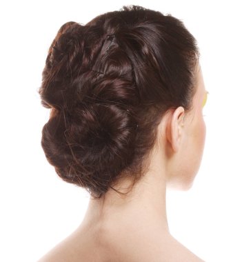 koyu saç modeli. Arkadan Görünüm.