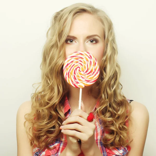 Nice Blond Girl Lolipop — Stock Photo, Image