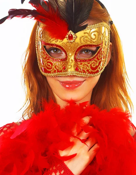 Beautiful woman with mask — Stock Photo, Image