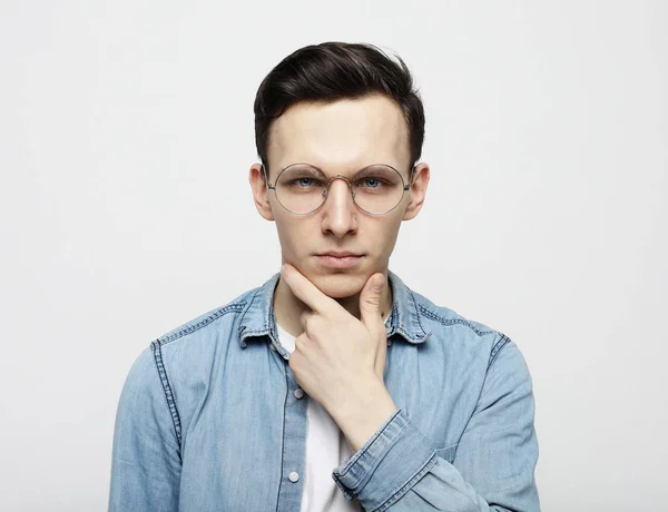 Life Style People Concept Portrait Smart Young Man Wearing Eyeglasses — Stock Photo, Image